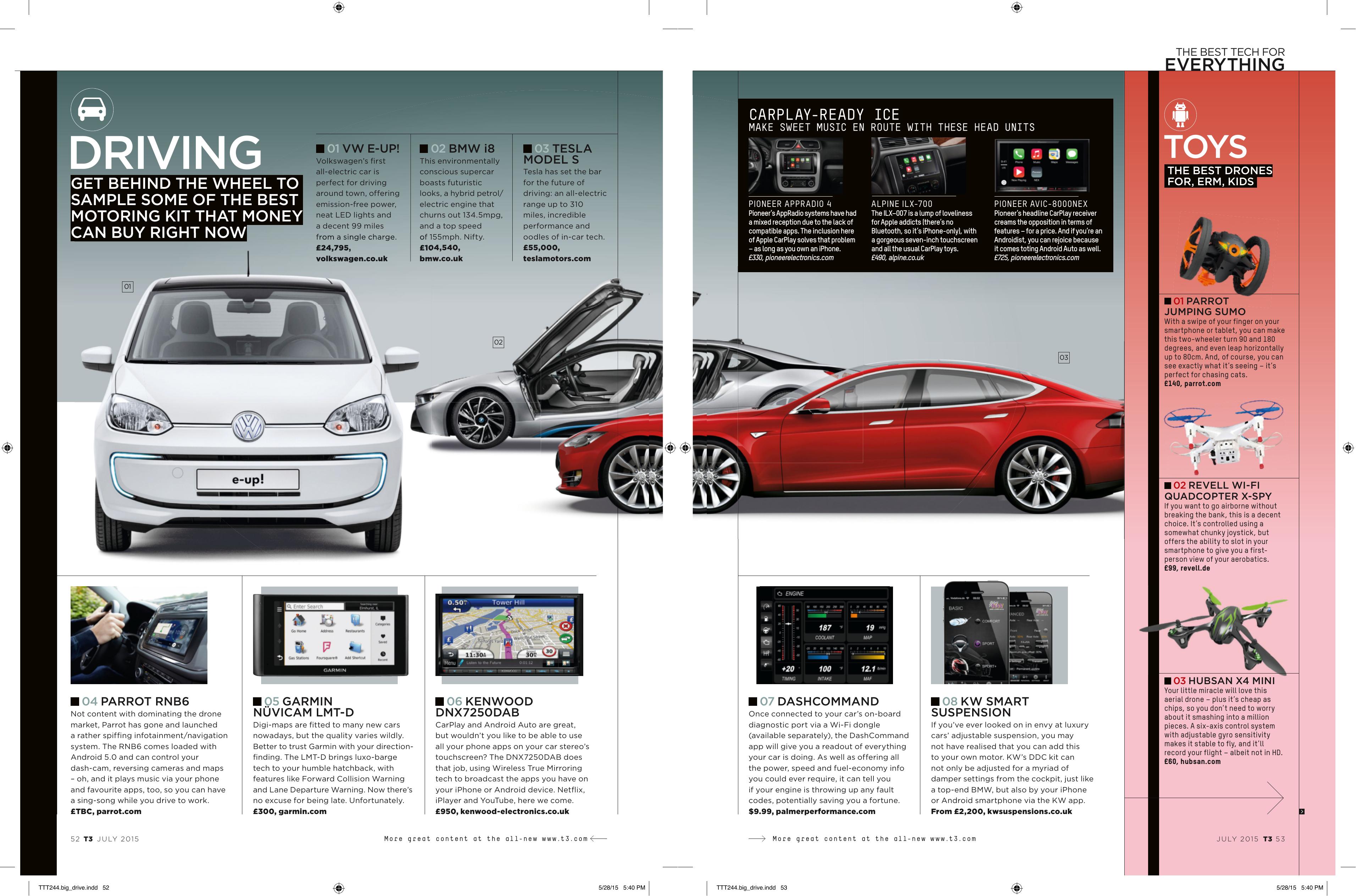 Two page Driving spread of T3 July 2015 issue